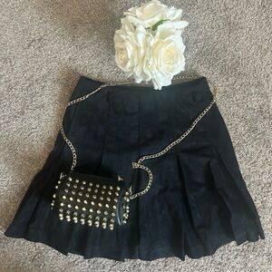 Exact change, Vintage, 90’s, black, pleated, polyester skirt, size 9